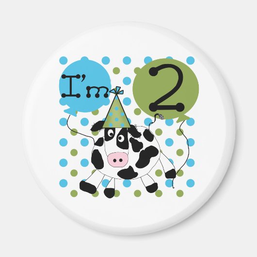 Blauwe Koe 2e Verjaardag Magneet (Voorkant)