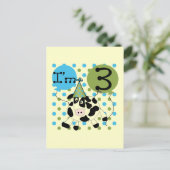 Blauwe Koe 3e verjaardag overhemden en cadeaus Briefkaart (Staand voorkant)