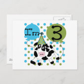 Blauwe Koe 3e verjaardag overhemden en cadeaus Briefkaart (Voorkant / Achterkant)