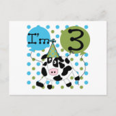 Blauwe Koe 3e verjaardag overhemden en cadeaus Briefkaart (Voorkant)