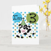 Blauwe Koe 3e verjaardag overhemden en cadeaus Kaart (Gele Bloem)