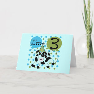 Blauwe Koe 3e verjaardag overhemden en cadeaus Kaart