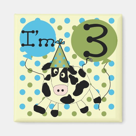 Blauwe Koe 3e verjaardag overhemden en cadeaus Magneet (Voorkant)