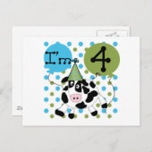Blauwe Koe 4e verjaardag overhemden en cadeaus Briefkaart (Voorkant / Achterkant)