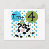 Blauwe Koe 4e verjaardag overhemden en cadeaus Briefkaart (Voorkant)