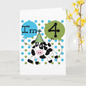 Blauwe Koe 4e verjaardag overhemden en cadeaus Kaart (Gele Bloem)