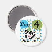 Blauwe Koe 4e verjaardag overhemden en cadeaus Magneet (Voorkant / Achterkant)