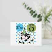Blauwe Koe 5e Verjaardag Tshirts en geschenken Briefkaart (Staand voorkant)