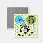 Blauwe Koe 5e Verjaardag Tshirts en geschenken Magneet (Voorkant / Achterkant)