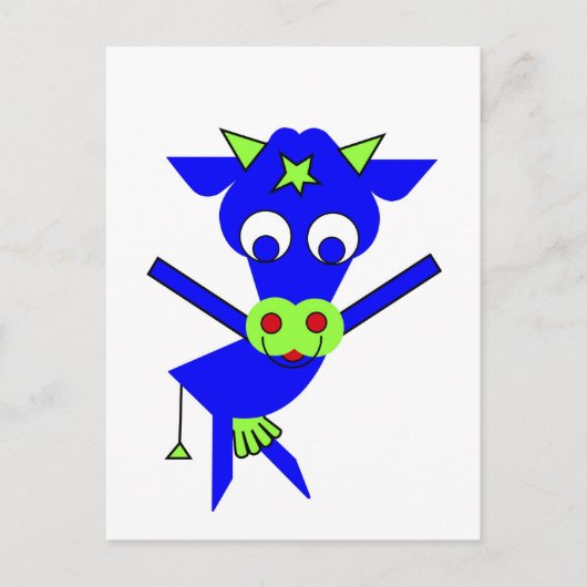 Blauwe Koe Briefkaart (Voorkant)