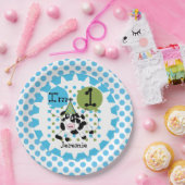 Blauwe koe eerste Bord op jaarpapier (Feest)