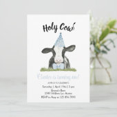 Blauwe koe van het pet van de Partij met de Uitnod Kaart (Staand voorkant)