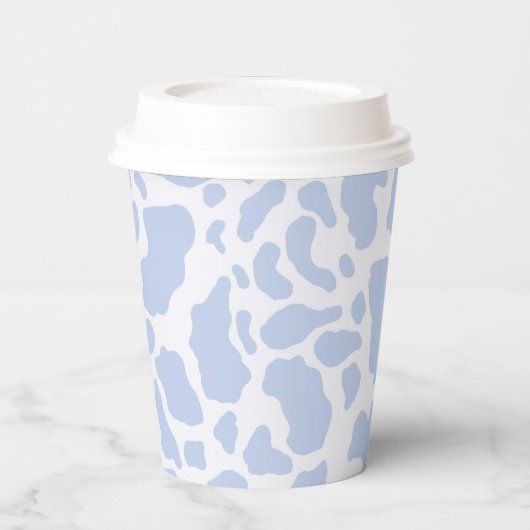Blauwe koeienvlekken dierprintpatroon papieren bekers (Links)