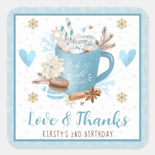 Blauwe Koekjes & Cacao Feestje Favorietje Vierkante Sticker