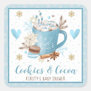 Blauwe Koekjes en Cacaobaby Shower Vierkante Sticker
