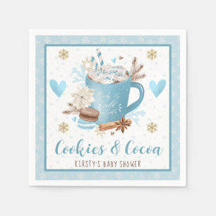 Blauwe Koekjes en Cacaobabyshower Servet