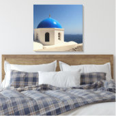 Blauwe koepel op Santorini Canvas Afdruk (Insitu (Slaapkamer))