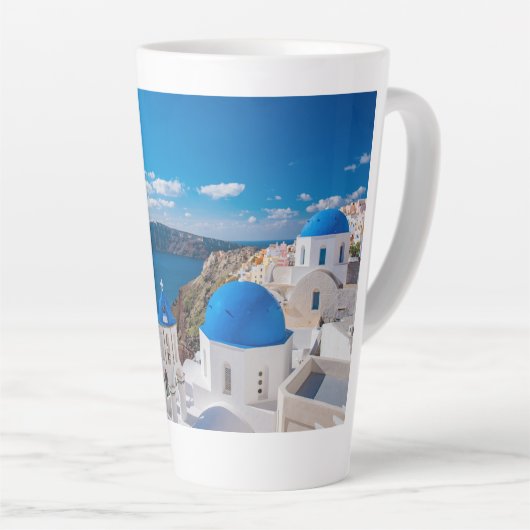 Blauwe Koepels van Santorini Latte Mok (Rechterhoek)