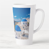 Blauwe Koepels van Santorini Latte Mok (Rechts)