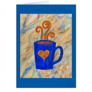 Blauwe koffie mok met hart waterverf