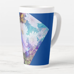 Blauwe koffie Mok met White Daisy bloemen
