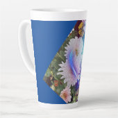 Blauwe koffie Mok met White Daisy bloemen (Linkerhoek)