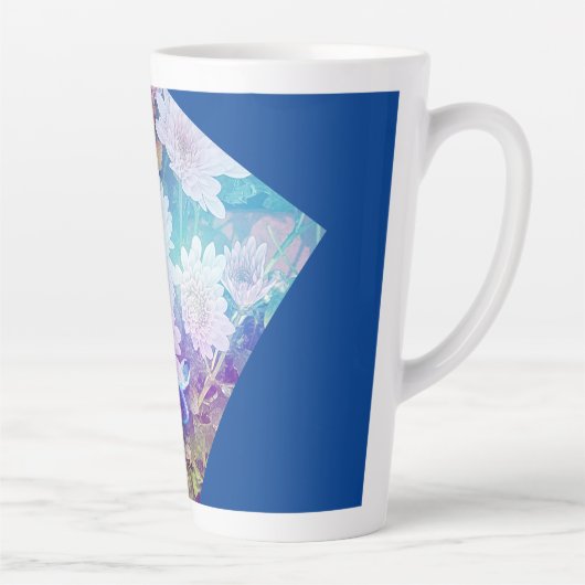 Blauwe koffie Mok met White Daisy bloemen (Rechts)