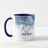 Blauwe koffie Mok Monogrammed Waterverf Bluish (Links)
