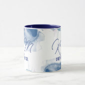Blauwe koffie Mok Monogrammed Waterverf Bluish (Midden)