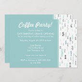 Blauwe koffie winkel/café opening uitnodigingen (Voorkant / Achterkant)