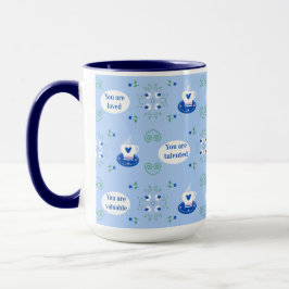 Blauwe koffiebeker Affirmaties Mok