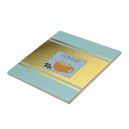 Blauwe koffiebord met koffiebeker tegeltje (Zijkant)