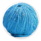 Blauwe kogel van garen - breiend, fijn brei keramische knop (Voorkant)