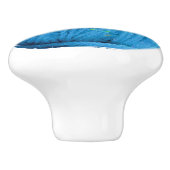 Blauwe kogel van garen - breiend, fijn brei keramische knop (Zijkant)