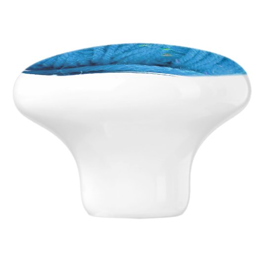 Blauwe kogel van garen - breiend, fijn brei keramische knop (Zijkant)