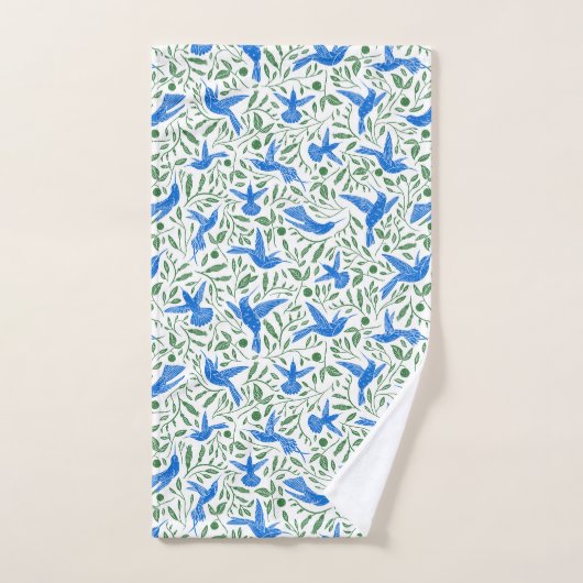 Blauwe kogels en bladeren. bad handdoek (Handdoek)