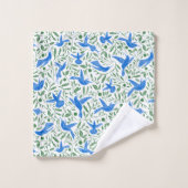 Blauwe kogels en bladeren. bad handdoek (Wasdoekje)