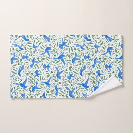 Blauwe kogels en bladeren. bad handdoek (Handdoek)
