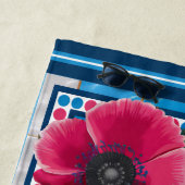 Blauwe Koi Vis & Roze Bloemen Pool Custom Strandlaken (In situ)