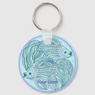 Blauwe Koi Vis Sleutelhanger
