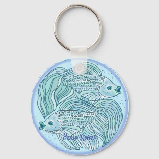 Blauwe Koi Vis  Sleutelhanger (Voorkant)