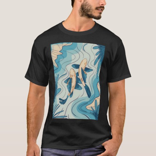 Blauwe Koi Vis T-shirt (Voorkant)