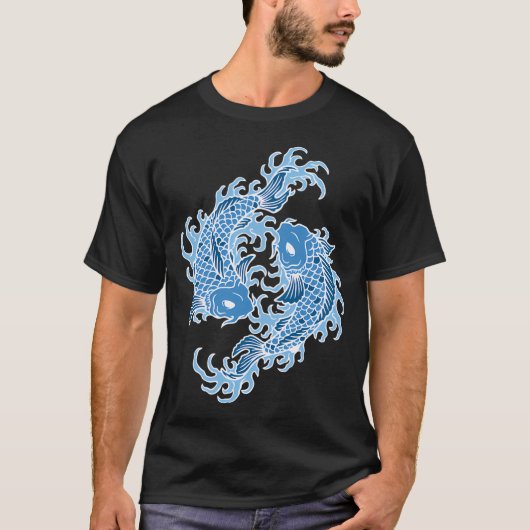Blauwe Koi Vis  T-shirt (Voorkant)
