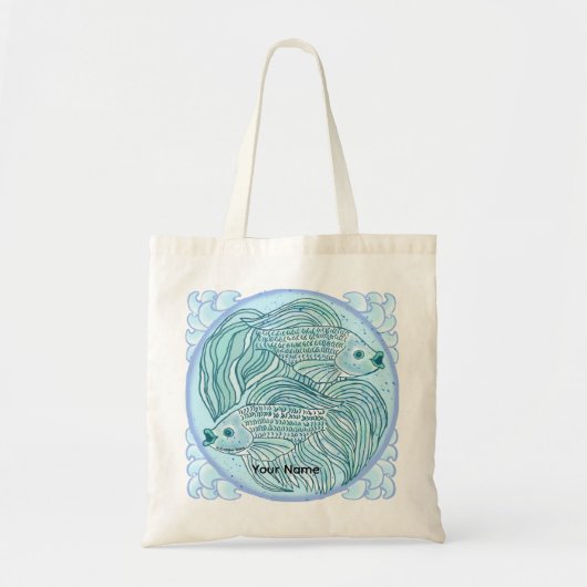 Blauwe Koi Vis tote tas (Voorkant)