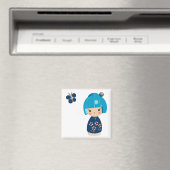 Blauwe Kokeshi Triplet Magnet (Insitu (Vaatwasser))