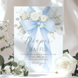 Blauwe Kokette Boog Luierloterij Baby shower Poster