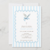 Blauwe kokette duif doopuitnodiging kaart (Voorkant)