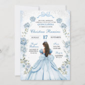 blauwe kokette strik prinses quinceanera kaart (Voorkant)