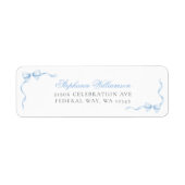 Blauwe Kokette Strik Retouradres Etiket (Voorkant)