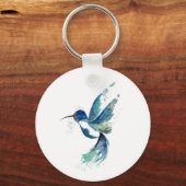 Blauwe Kolibrie Aquarel Sleutelhanger (Voorkant)
